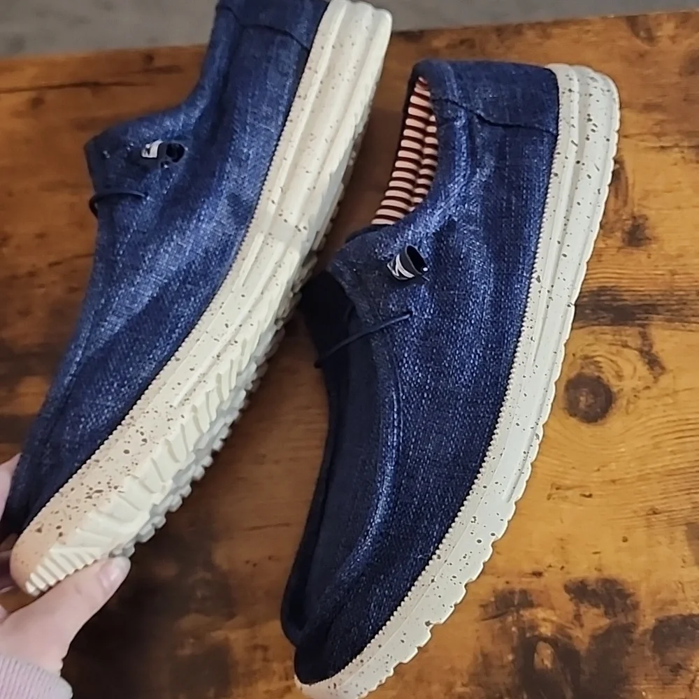 Men's Blue Casual Linen Breathable SlipOn Shoes Comforable Lightweight Versatile